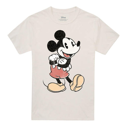 Natural - Front - Disney Unisex Adult Mickey Mouse Vintage T-Shirt