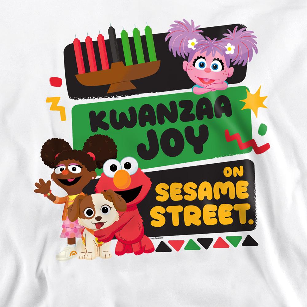 White - Side - Sesame Street Unisex Adult Kwanzaa Joy Gabrielle And Elmo Sweatshirt