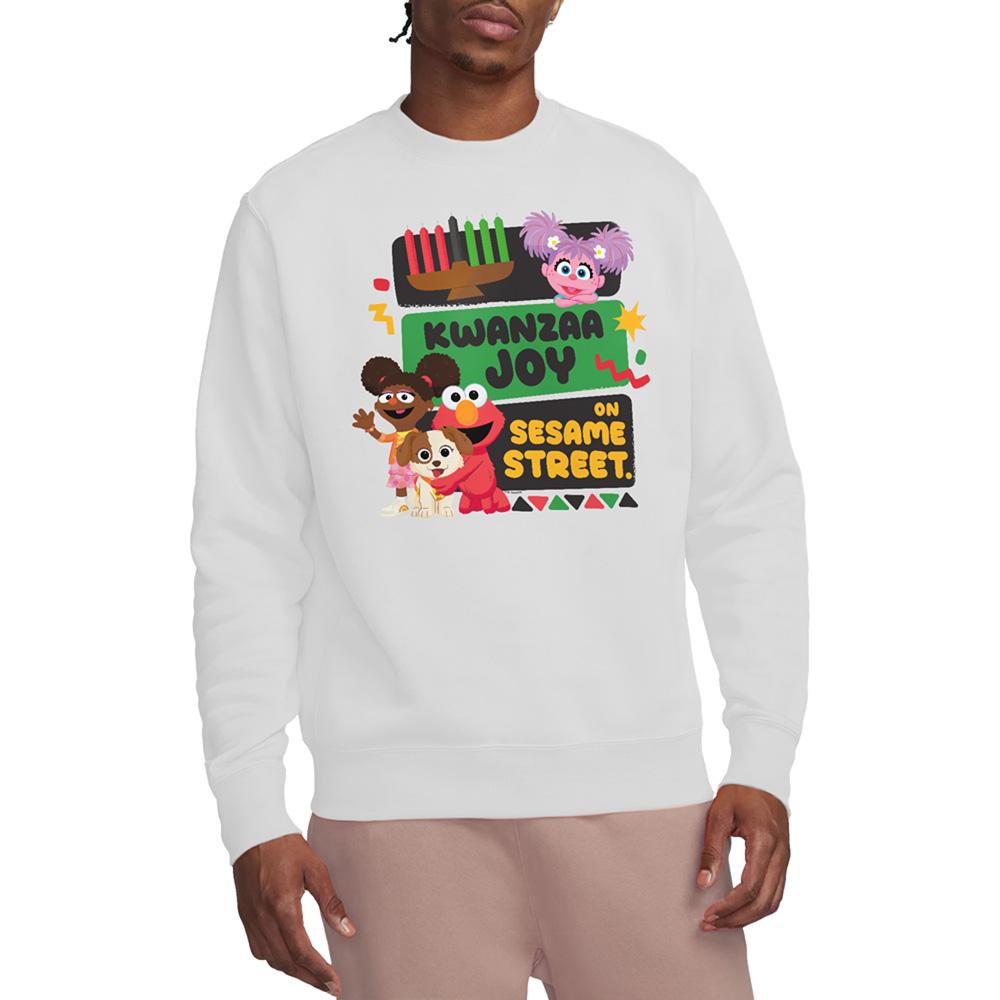 White - Lifestyle - Sesame Street Unisex Adult Kwanzaa Joy Gabrielle And Elmo Sweatshirt