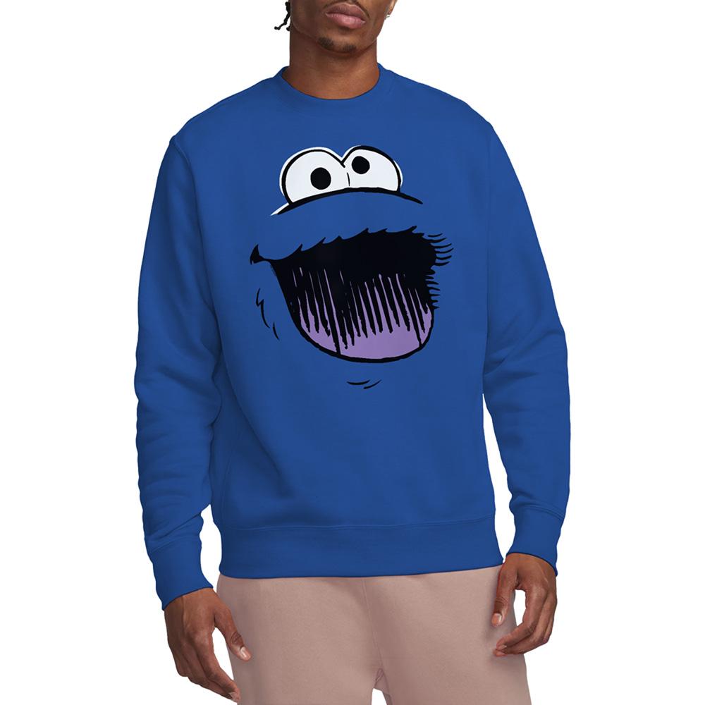 Royal Blue - Lifestyle - Sesame Street Unisex Adult Cookie Monster Sketch Face Sweatshirt