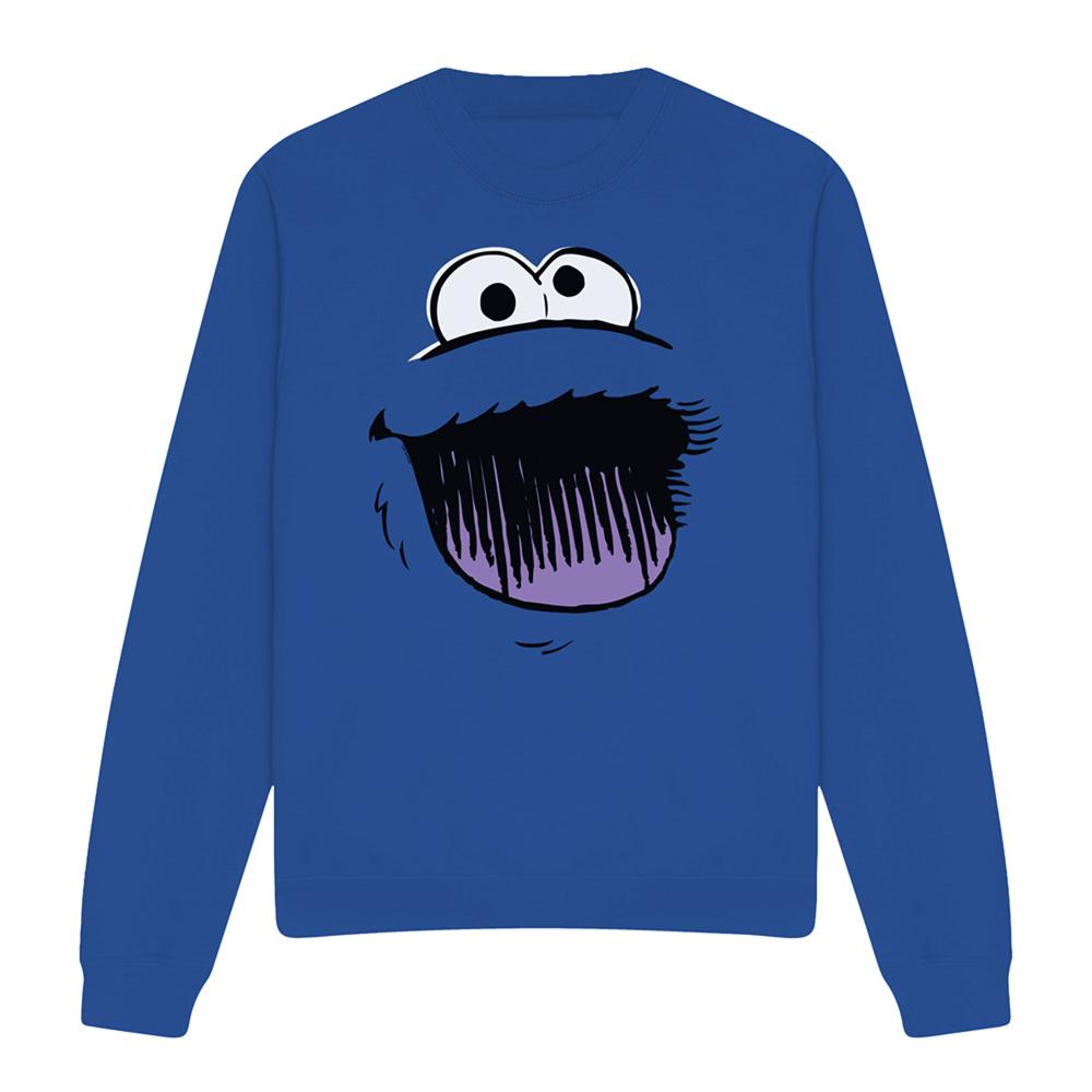 Royal Blue - Front - Sesame Street Unisex Adult Cookie Monster Sketch Face Sweatshirt