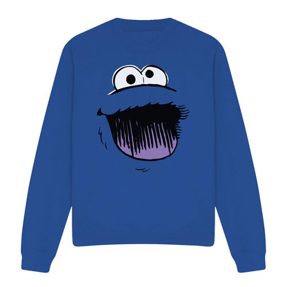 Royal Blue - Front - Sesame Street Unisex Adult Cookie Monster Sketch Face Sweatshirt