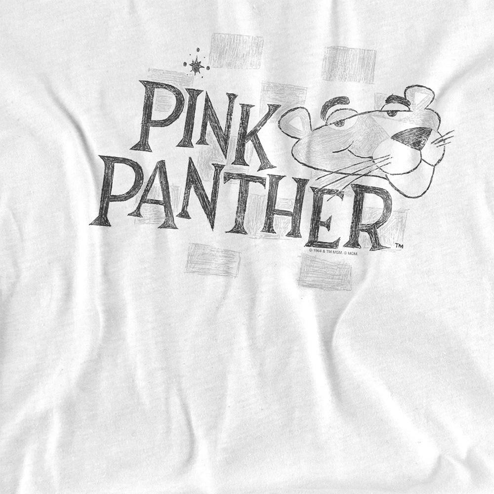 White - Side - Pink Panther Unisex Adult Sketch Logo T-Shirt