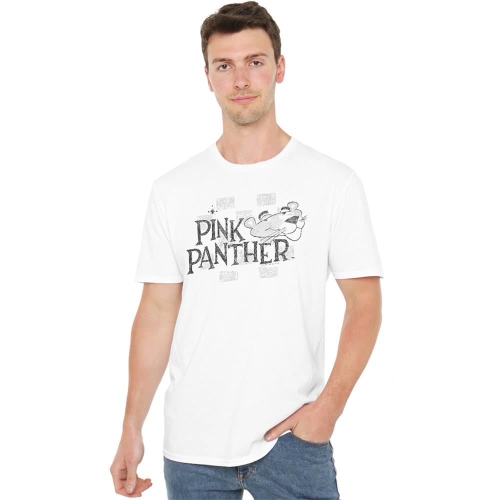 White - Lifestyle - Pink Panther Unisex Adult Sketch Logo T-Shirt