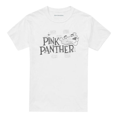 White - Front - Pink Panther Unisex Adult Sketch Logo T-Shirt