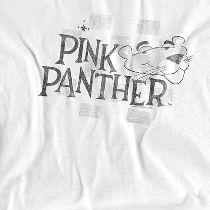 White - Side - Pink Panther Unisex Adult Sketch Logo Long-Sleeved T-Shirt