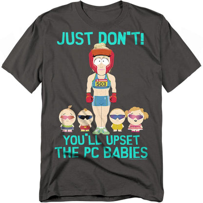 Charcoal - Front - South Park Unisex Adult PC Babies T-Shirt