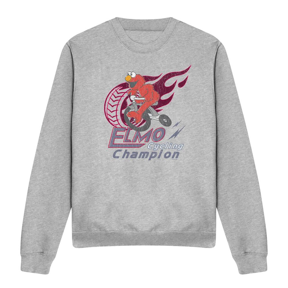 Athletic Heather - Front - Sesame Street Unisex Adult Cycle Champion Elmo Sweatshirt