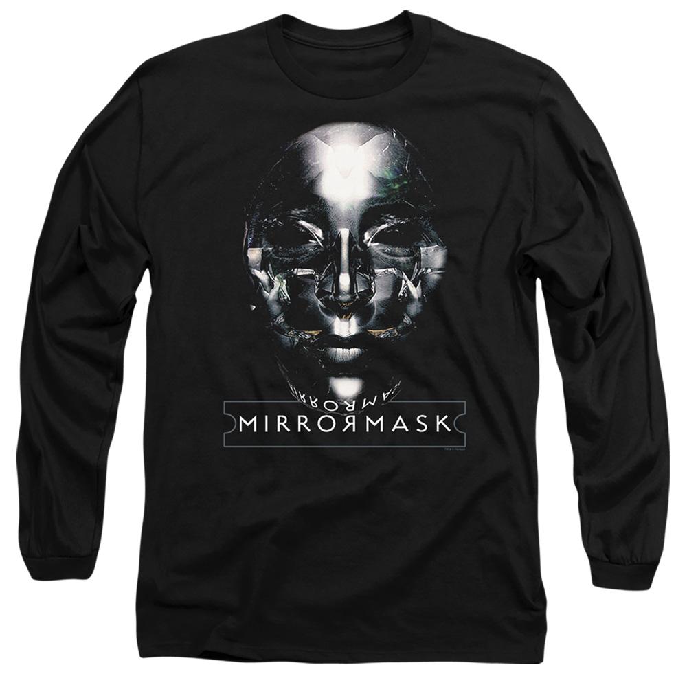 Black - Front - MirrorMask Unisex Adult Mask Man Long-Sleeved T-Shirt