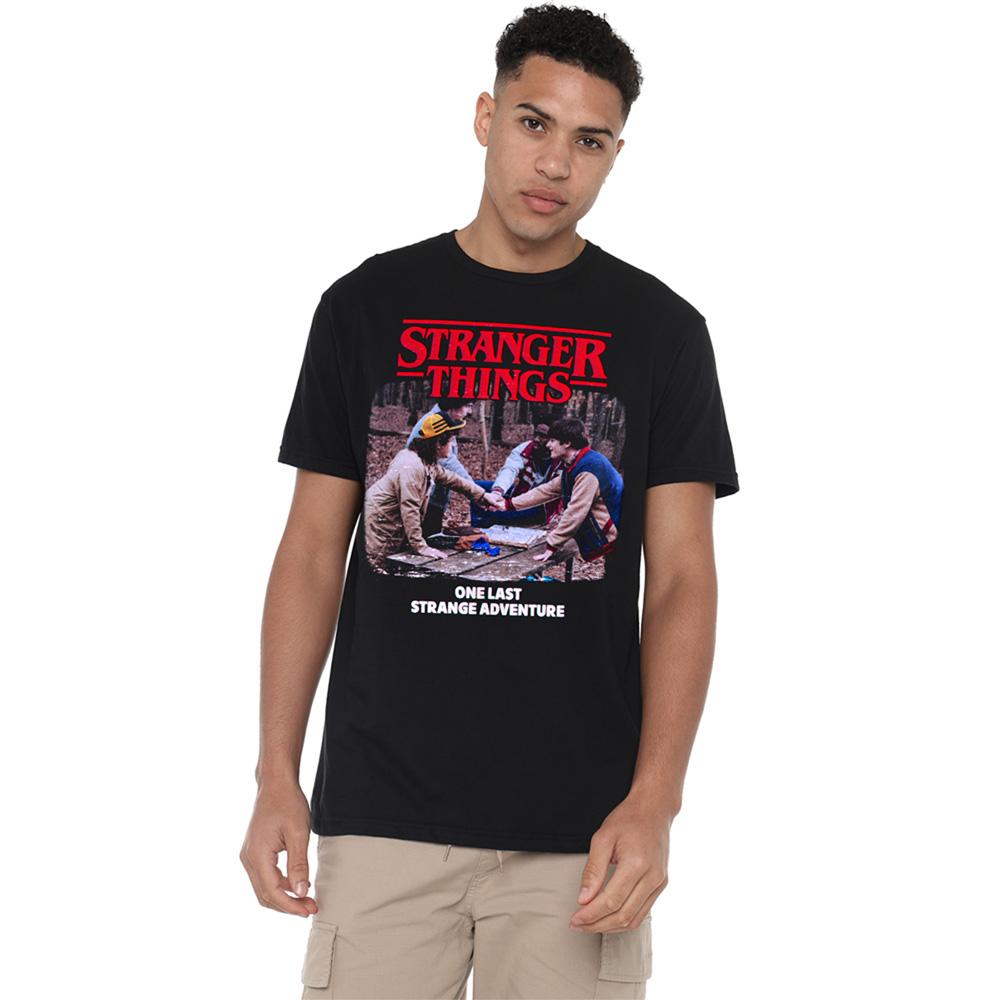 Black - Side - Stranger Things Unisex Adult One Last Strange Adventure T-Shirt