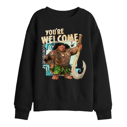 Black - Front - Moana Childrens-Kids You´re Welcome Maui Sweatshirt
