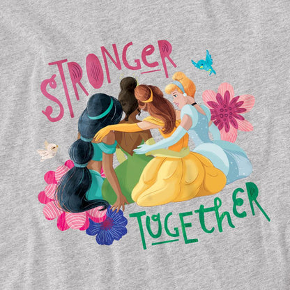 Athletic Heather - Side - Disney Princess Childrens-Kids Stronger Together Jasmine, Tiana And Belle Sweatshirt