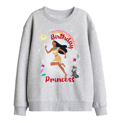 Athletic Heather - Front - Pocahontas Childrens-Kids Birthday Princess Meeko Sweatshirt