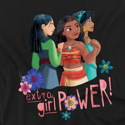Black - Side - Disney Princess Childrens-Kids Extra Girl Power! Mulan Moana Jasmine Sweatshirt