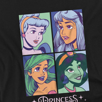 Black - Side - Disney Princess Childrens-Kids Faces Sweatshirt