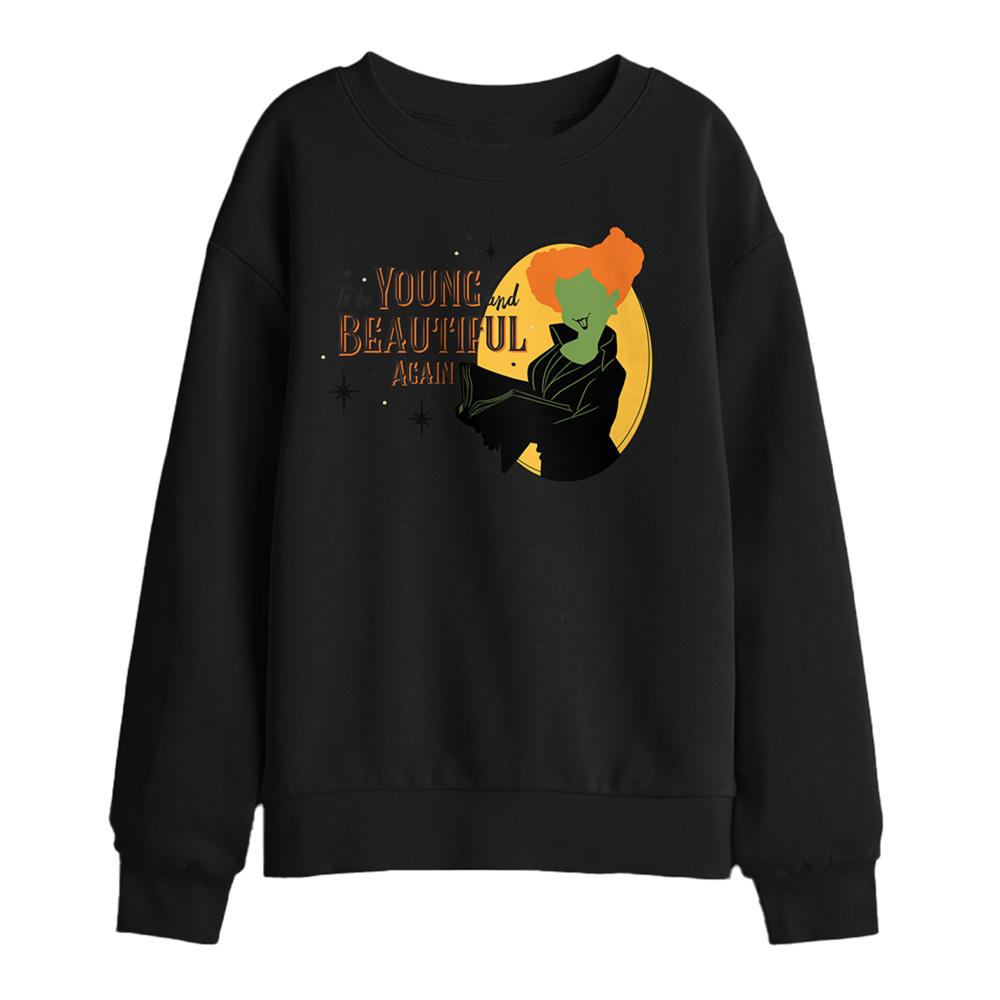 Black - Front - Hocus Pocus Childrens-Kids Young And Beautiful Again Winifred Sweatshirt