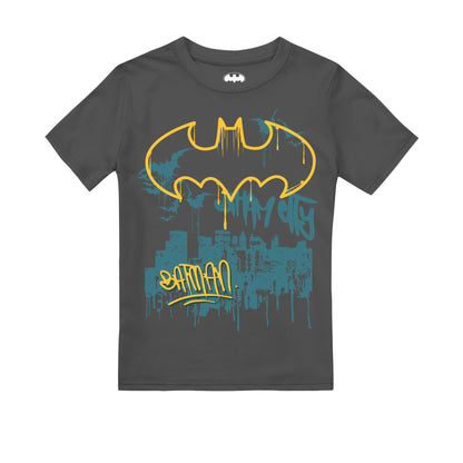 Grey-Navy - Back - Batman Boys Graffiti T-Shirt (Pack of 2)