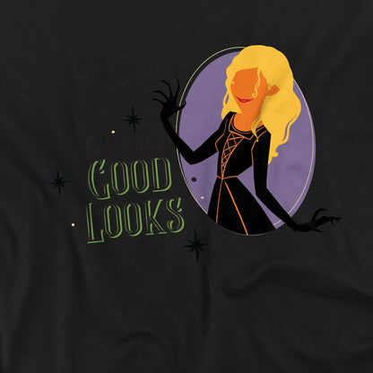 Black - Side - Hocus Pocus Childrens-Kids Sarah Is Cursed With Good Looks Sweatshirt