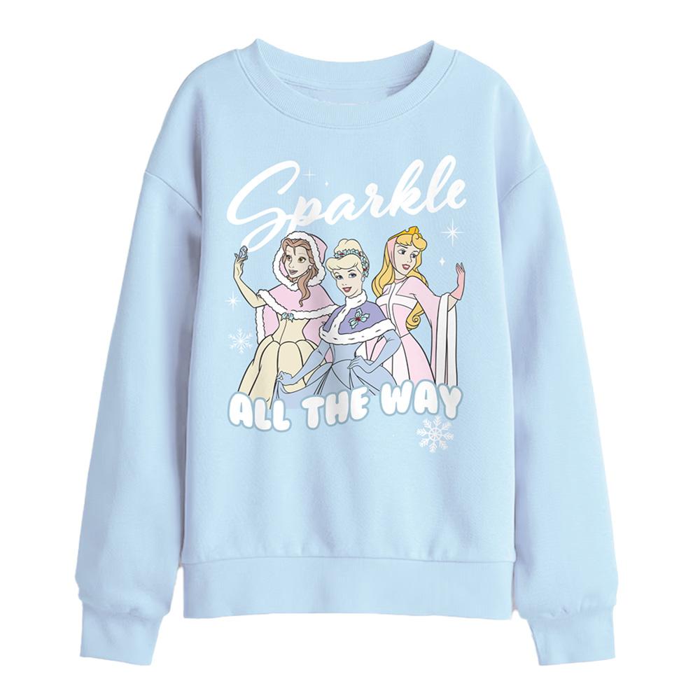 Light Blue - Front - Disney Princess Childrens-Kids Sparkle All The Way Sweatshirt