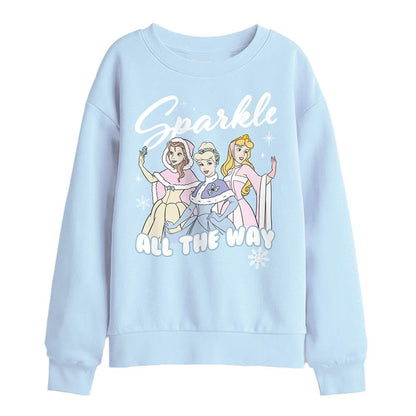 Light Blue - Front - Disney Princess Childrens-Kids Sparkle All The Way Sweatshirt