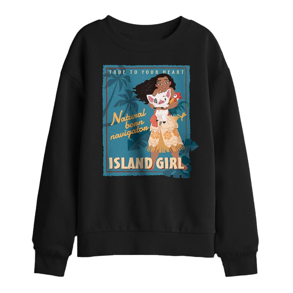 Black - Front - Moana Childrens-Kids Island Girl Sweatshirt