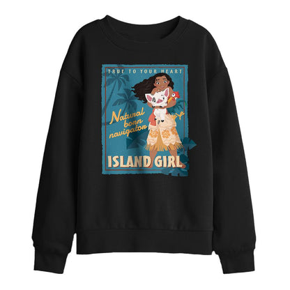 Black - Front - Moana Childrens-Kids Island Girl Sweatshirt