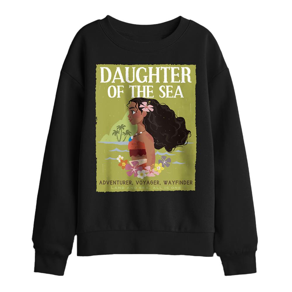Black - Front - Moana Childrens-Kids Daughter Of The Sea Sweatshirt