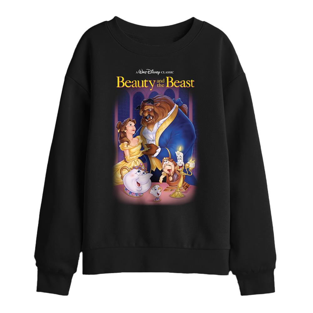 Black - Front - Beauty And The Beast Childrens-Kids Belle Beast Cover Sweatshirt