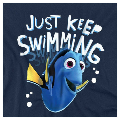 Navy - Side - Finding Nemo Childrens-Kids Just Keep Swimming Dory Sweatshirt