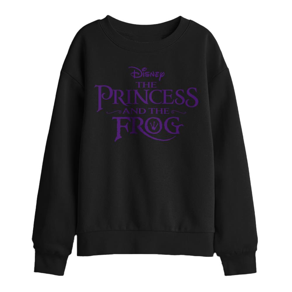 Black - Front - The Princess and the Frog Childrens-Kids Logo Sweatshirt