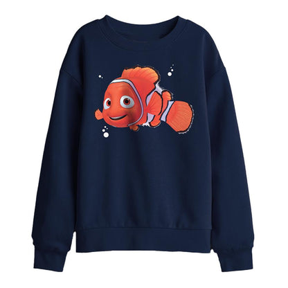 Navy - Front - Finding Nemo Childrens-Kids Nemo Ocean Sweatshirt