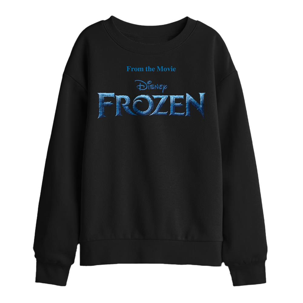 Black - Front - Frozen Childrens-Kids Logo Sweatshirt