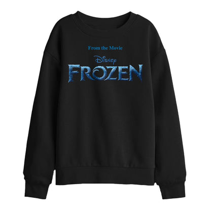 Black - Front - Frozen Childrens-Kids Logo Sweatshirt