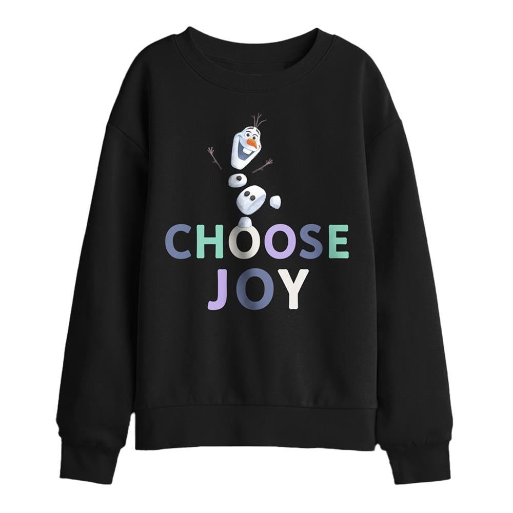 Black - Front - Frozen Childrens-Kids Choose Joy Olaf Sweatshirt