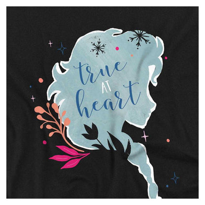 Black - Side - Frozen Childrens-Kids True At Heart Elsa Silhouette Sweatshirt