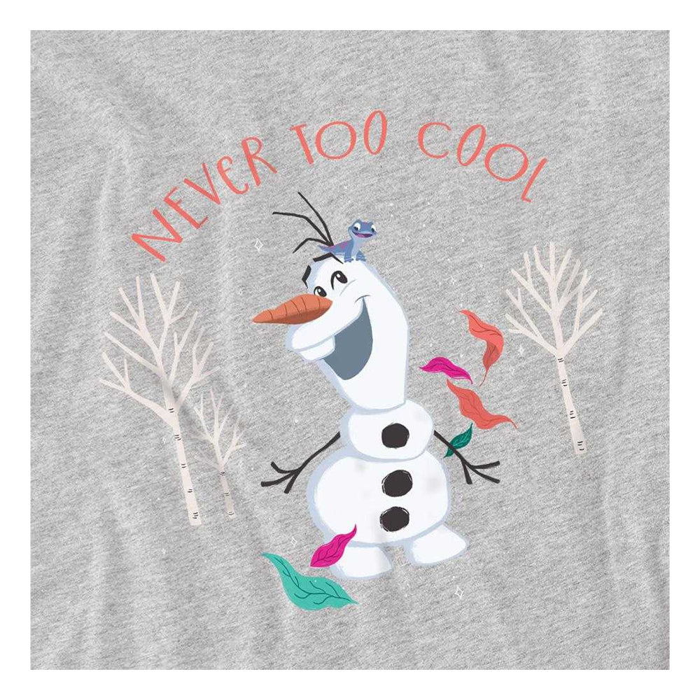 Athletic Heather - Side - Frozen Childrens-Kids Never Too Cool Olaf Sweatshirt