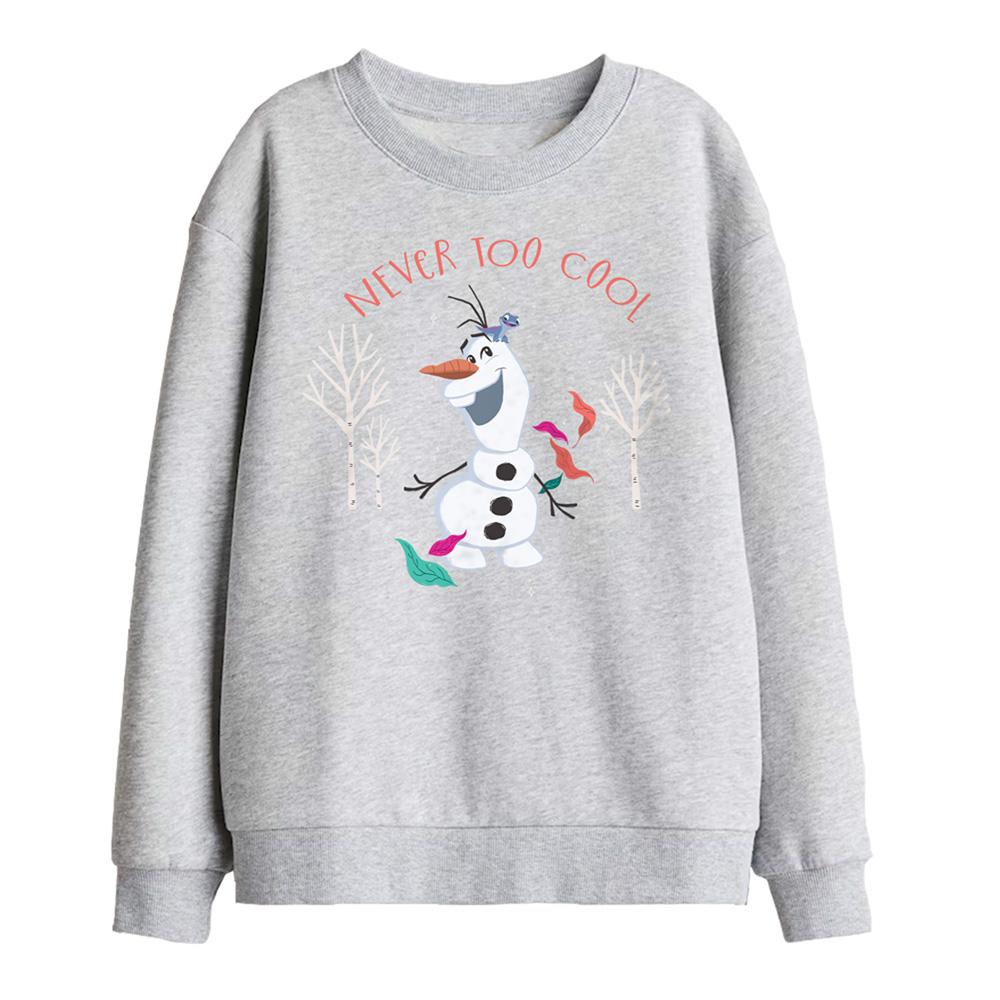 Athletic Heather - Front - Frozen Childrens-Kids Never Too Cool Olaf Sweatshirt