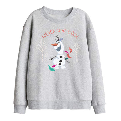 Athletic Heather - Front - Frozen Childrens-Kids Never Too Cool Olaf Sweatshirt