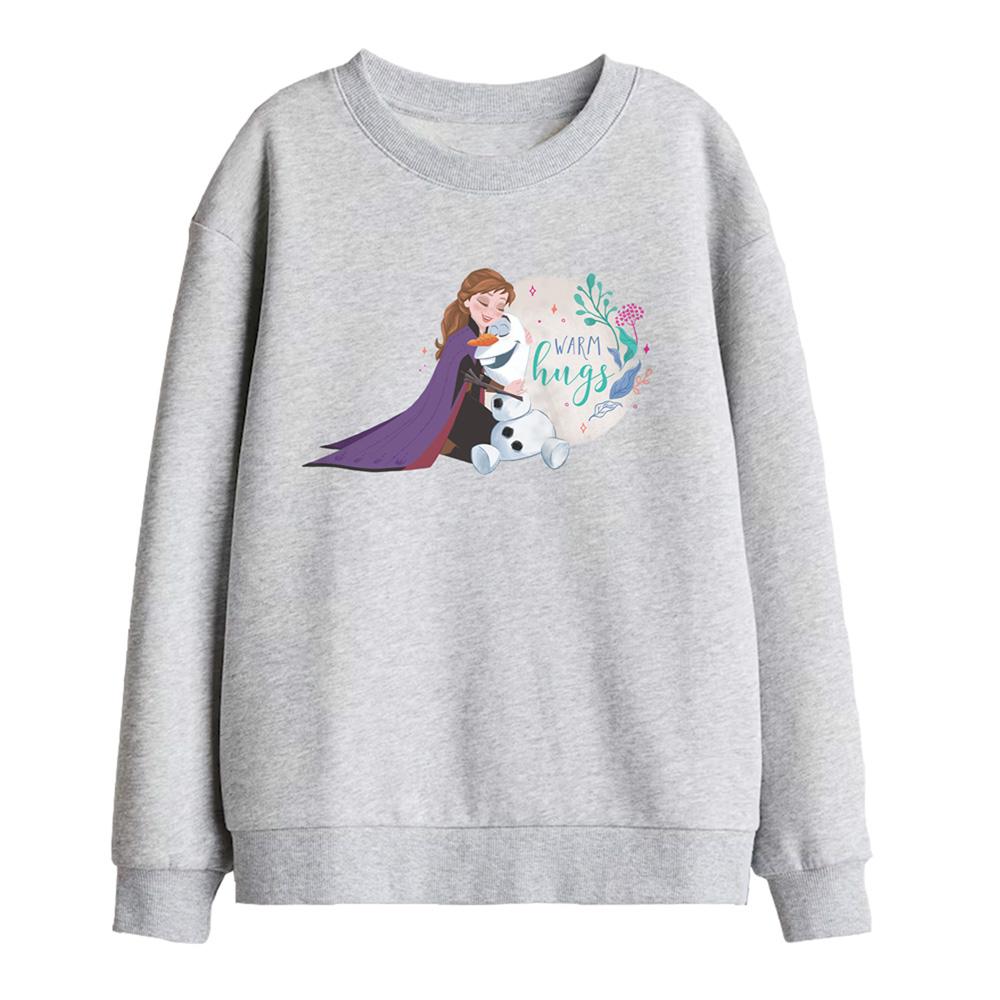 Athletic Heather - Front - Frozen Childrens-Kids Like Warm Hugs Anna And Olaf Sweatshirt