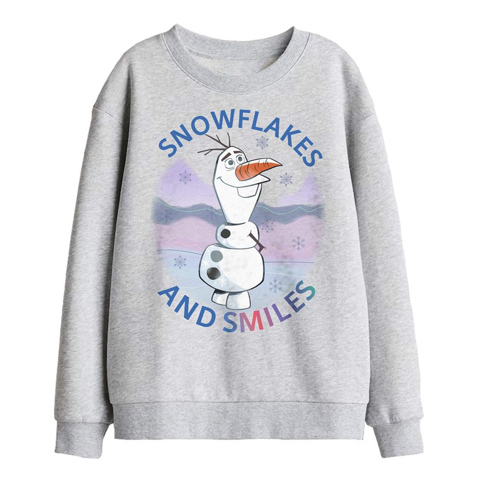 Athletic Heather - Front - Frozen Childrens-Kids Snowflakes And Smiles Olaf Sweatshirt
