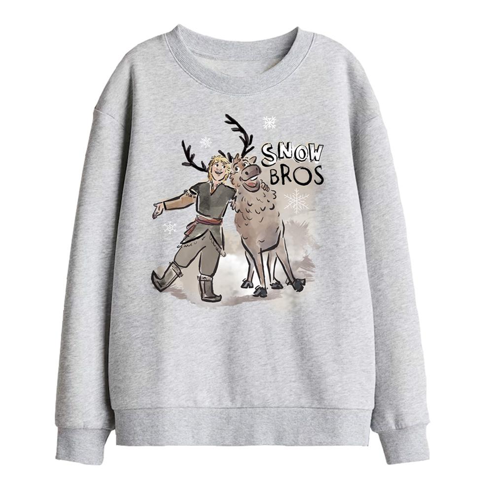 Athletic Heather - Front - Frozen Childrens-Kids Snow Bros Sven & Kristoff Sweatshirt