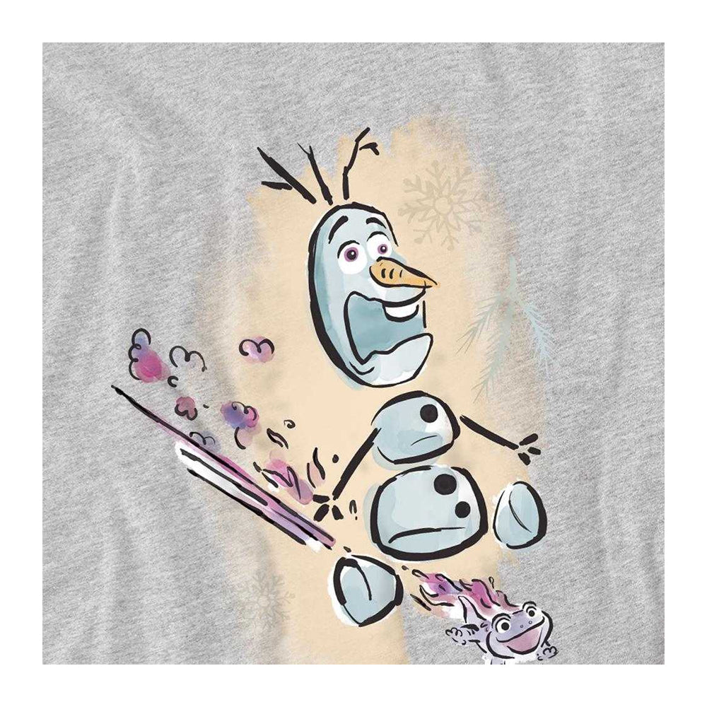Athletic Heather - Side - Frozen Childrens-Kids Fire It Up Olaf & Bruni Sweatshirt