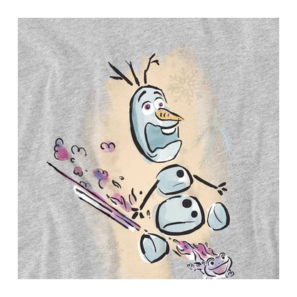 Athletic Heather - Side - Frozen Childrens-Kids Fire It Up Olaf & Bruni Sweatshirt