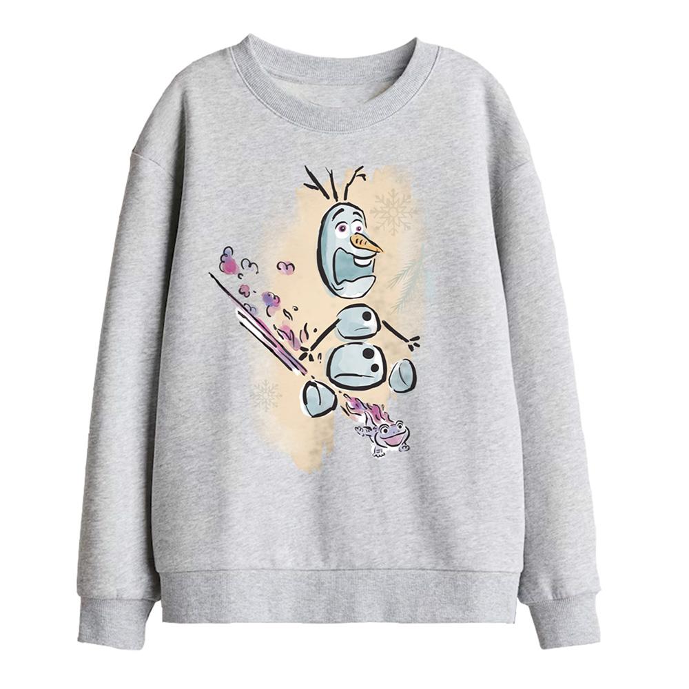 Athletic Heather - Front - Frozen Childrens-Kids Fire It Up Olaf & Bruni Sweatshirt