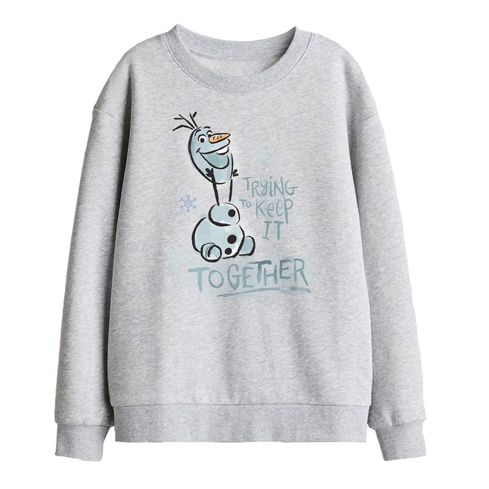 Athletic Heather - Front - Frozen Childrens-Kids Trying To Keep It Together Olaf Sweatshirt