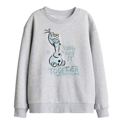Athletic Heather - Front - Frozen Childrens-Kids Trying To Keep It Together Olaf Sweatshirt