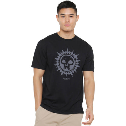 Black - Side - Magic The Gathering Mens Black Mana Skull T-Shirt
