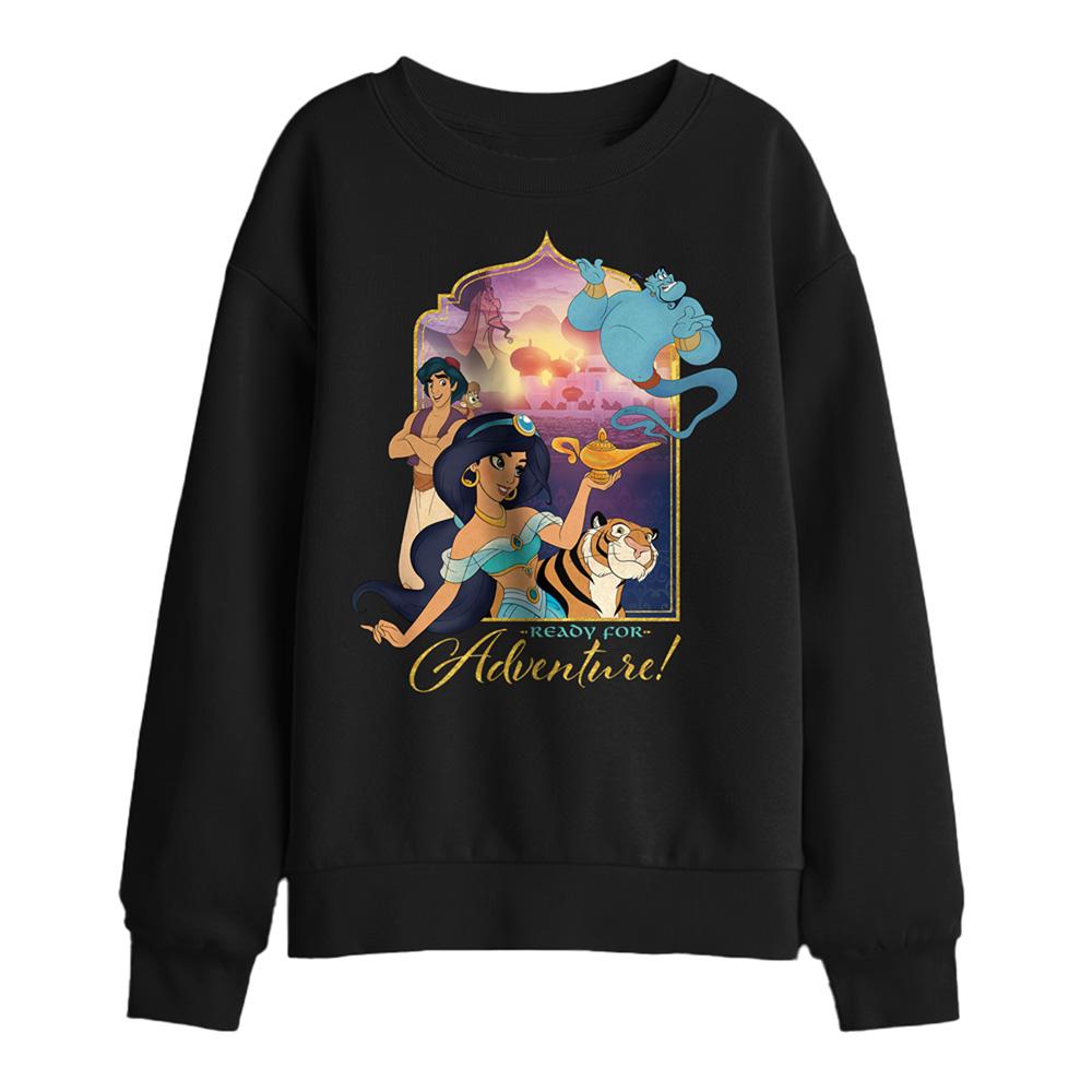 Black - Front - Aladdin Childrens-Kids Are Ready For Adventure Jasmine Abu Rajah Genie Sweatshirt