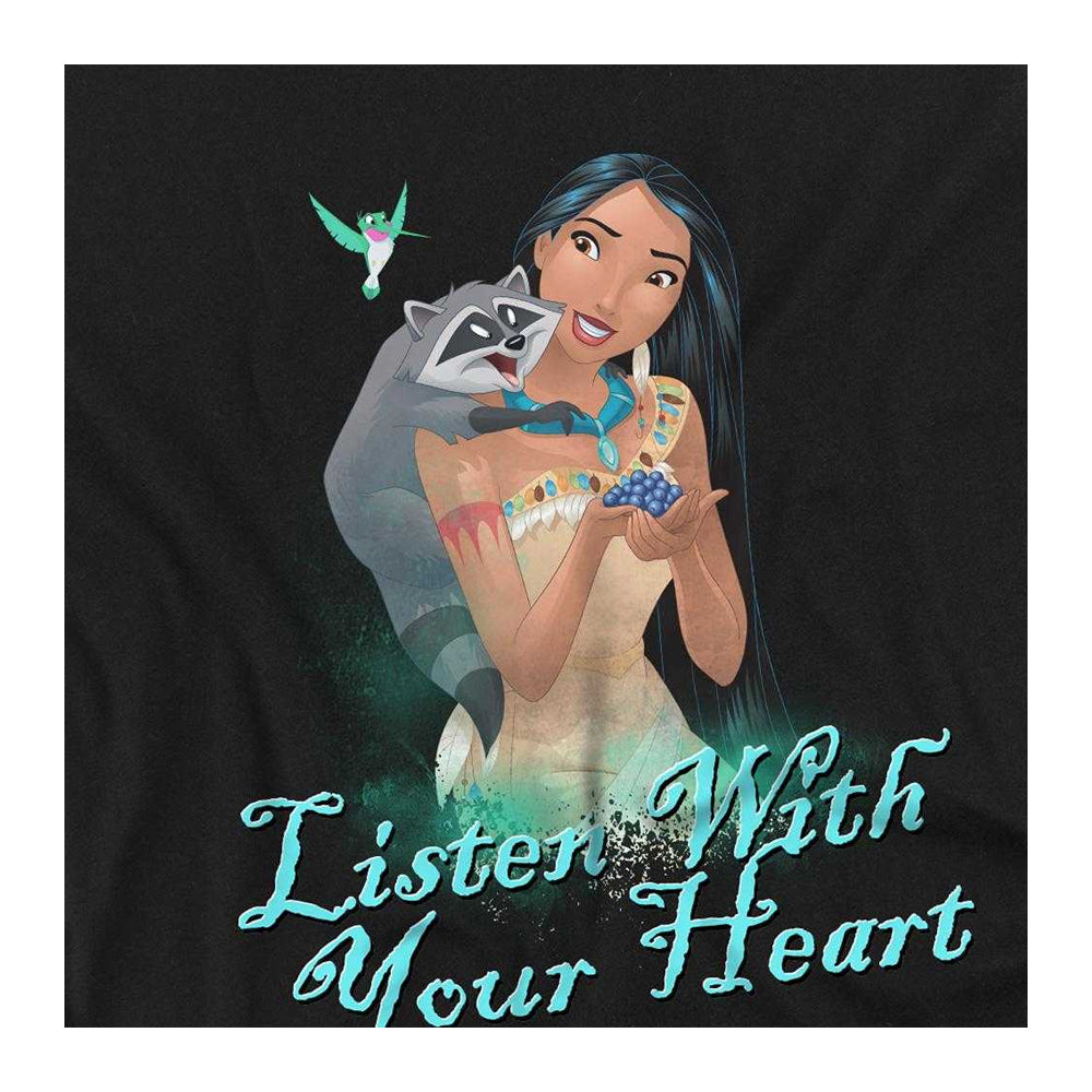 Black - Side - Pocahontas Childrens-Kids Listen With Your Heart Sweatshirt