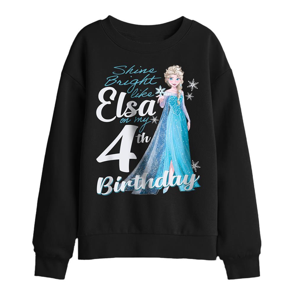 Black - Front - Frozen Childrens-Kids Elsa Bright 4th Birthday Sweatshirt